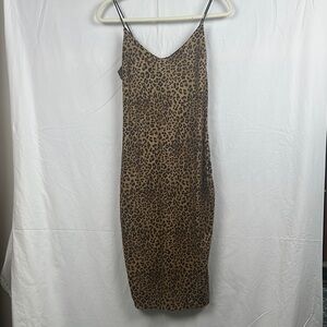 Vintage Y2K Charlotte Russe Leopard Print midi Dress